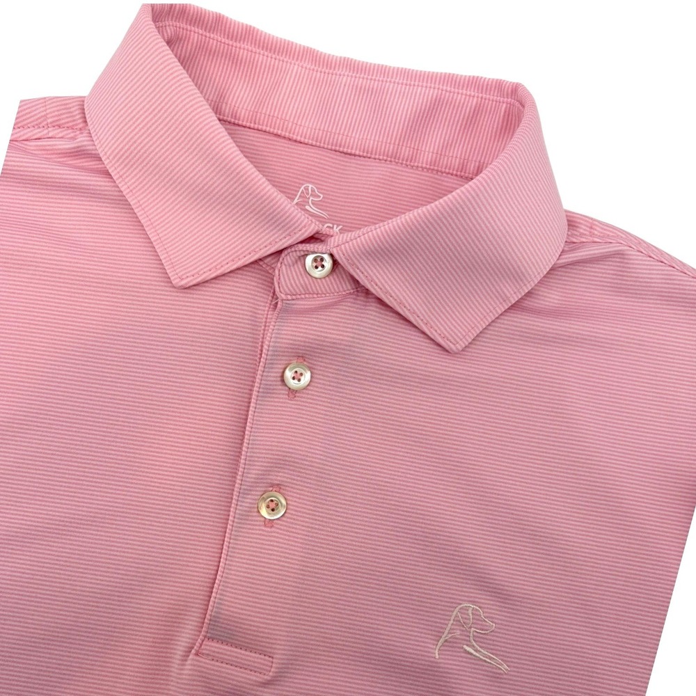Rhoback Mens Medium Pink White Micro Stripe Performance Golf Polo Shirt Size M